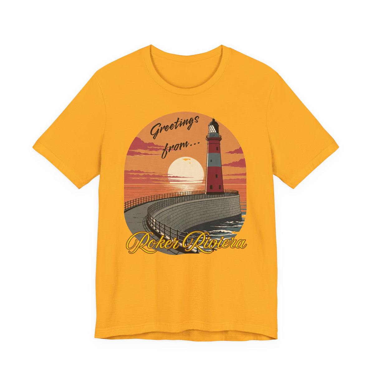 Roker Riviera Lighthouse Sunset T‑Shirt
