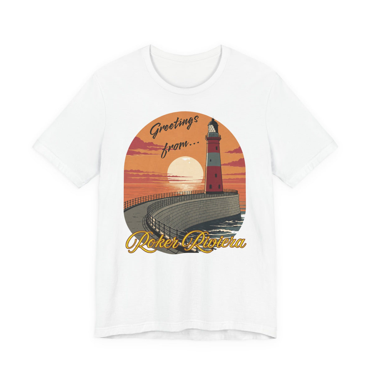 Roker Riviera Lighthouse Sunset T‑Shirt