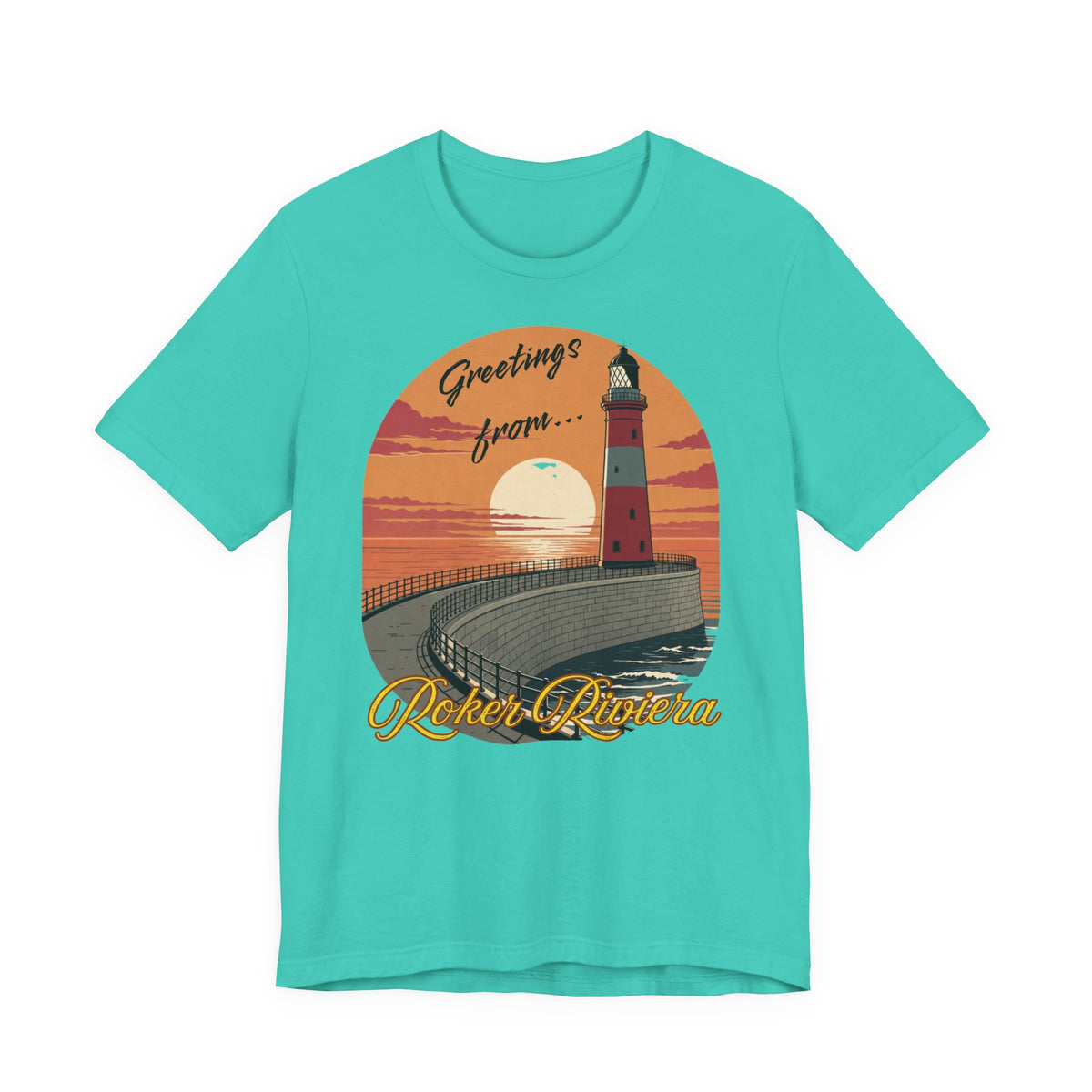 Roker Riviera Lighthouse Sunset T‑Shirt