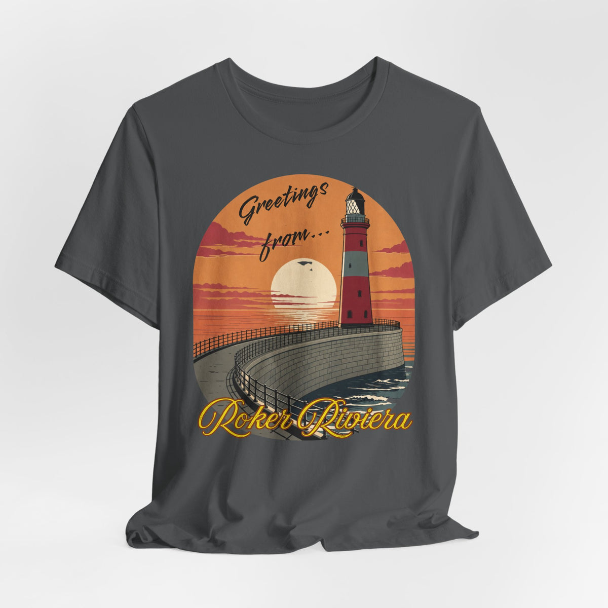 Roker Riviera Lighthouse Sunset T‑Shirt