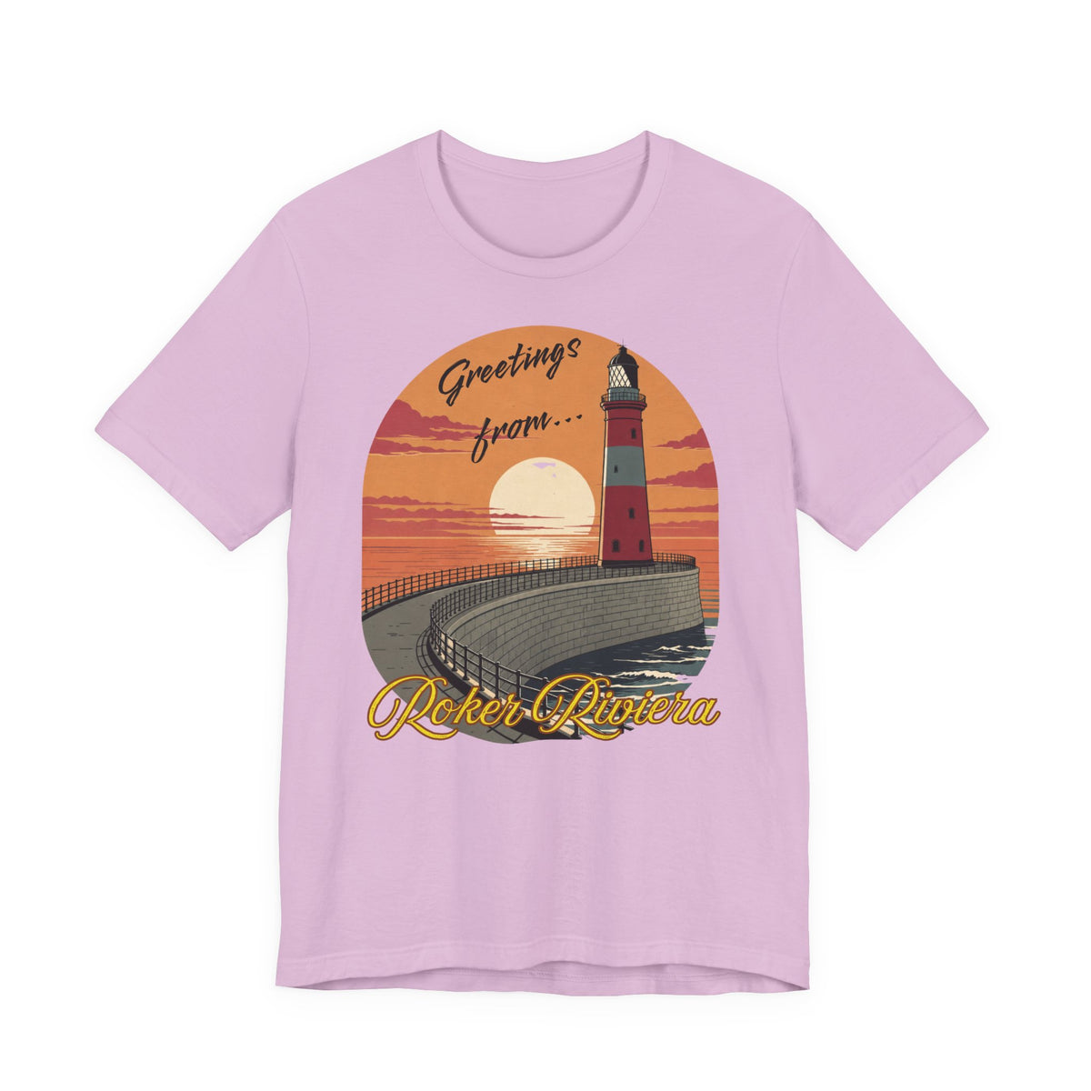 Roker Riviera Lighthouse Sunset T‑Shirt