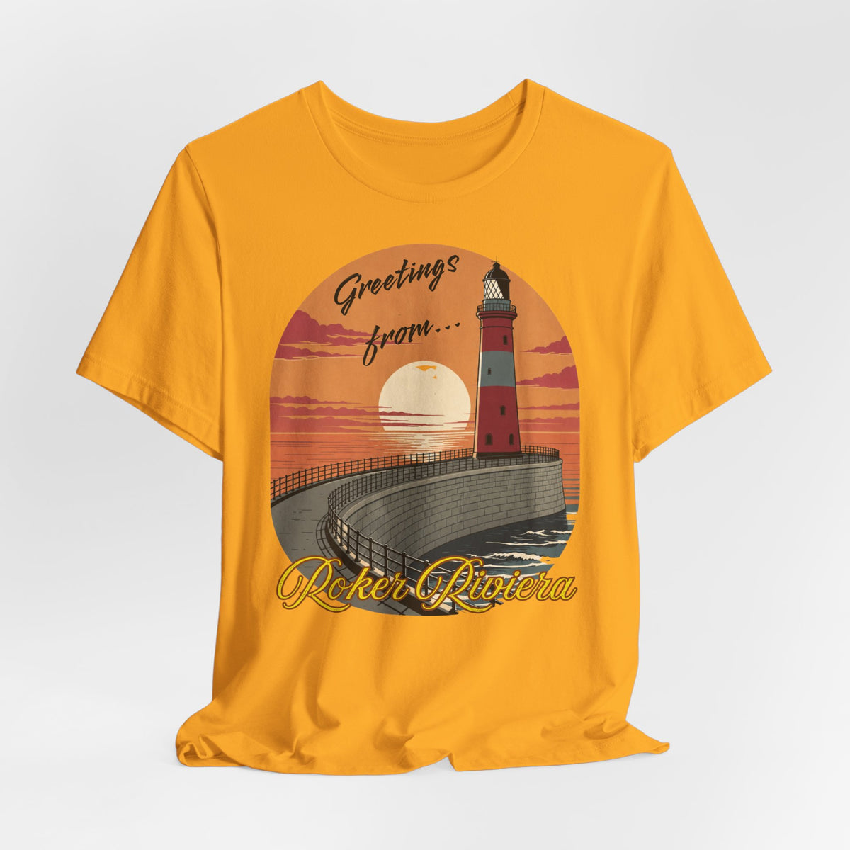 Roker Riviera Lighthouse Sunset T‑Shirt