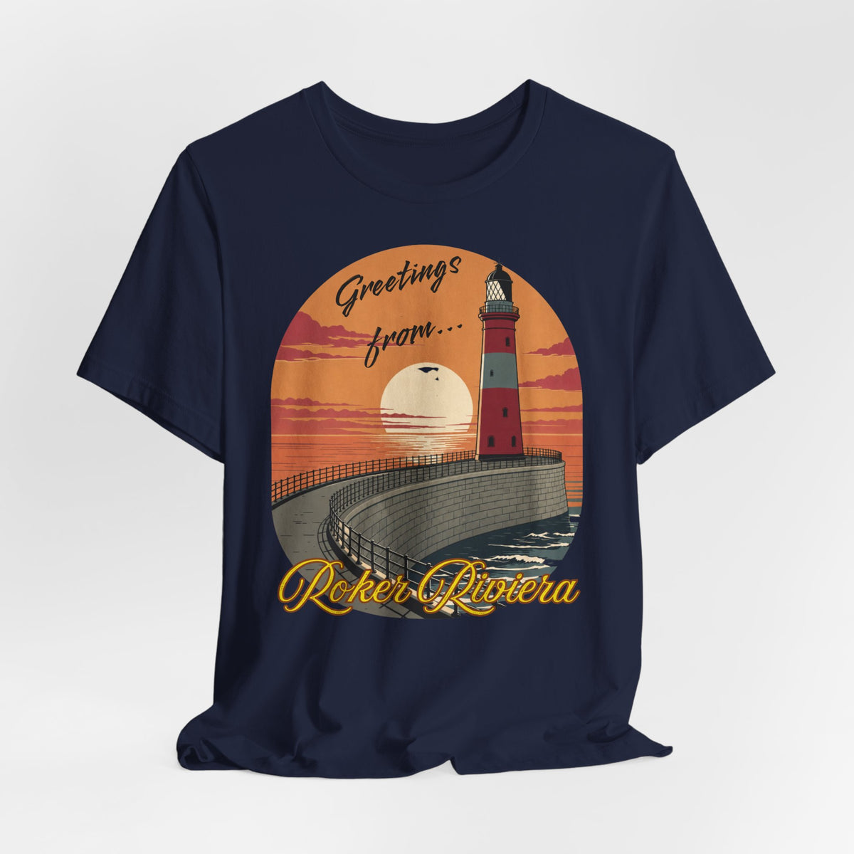 Roker Riviera Lighthouse Sunset T‑Shirt