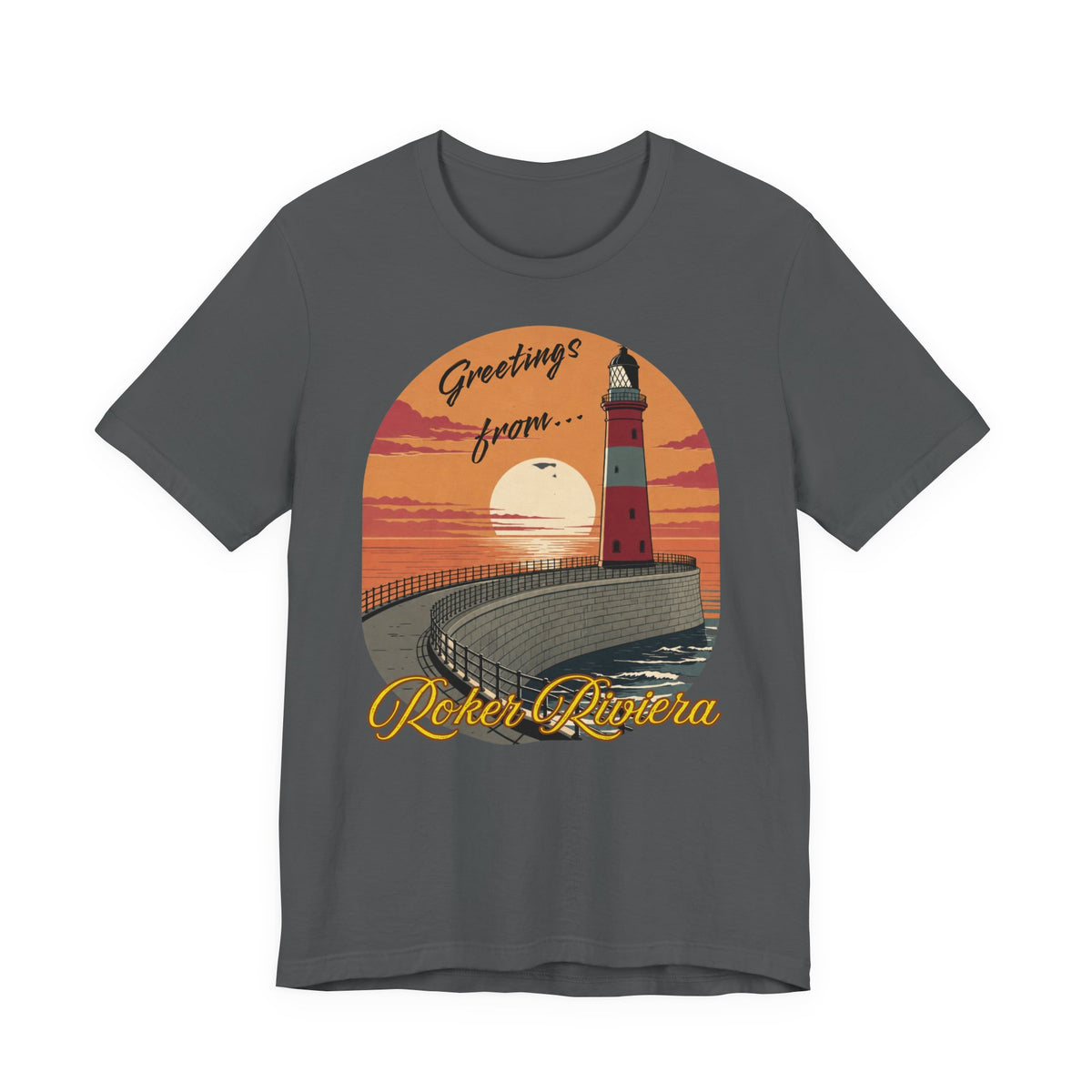 Roker Riviera Lighthouse Sunset T‑Shirt