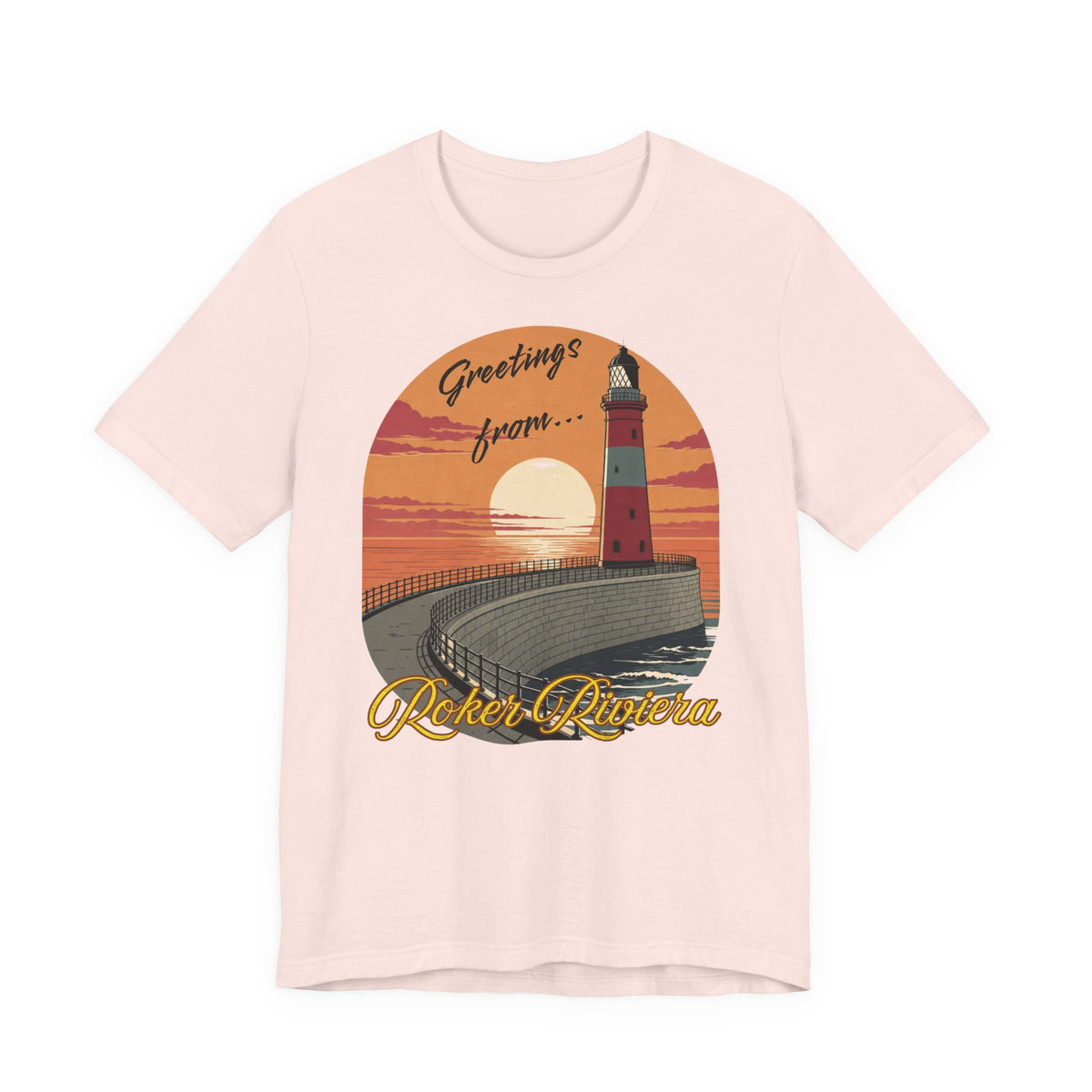 Roker Riviera Lighthouse Sunset T‑Shirt