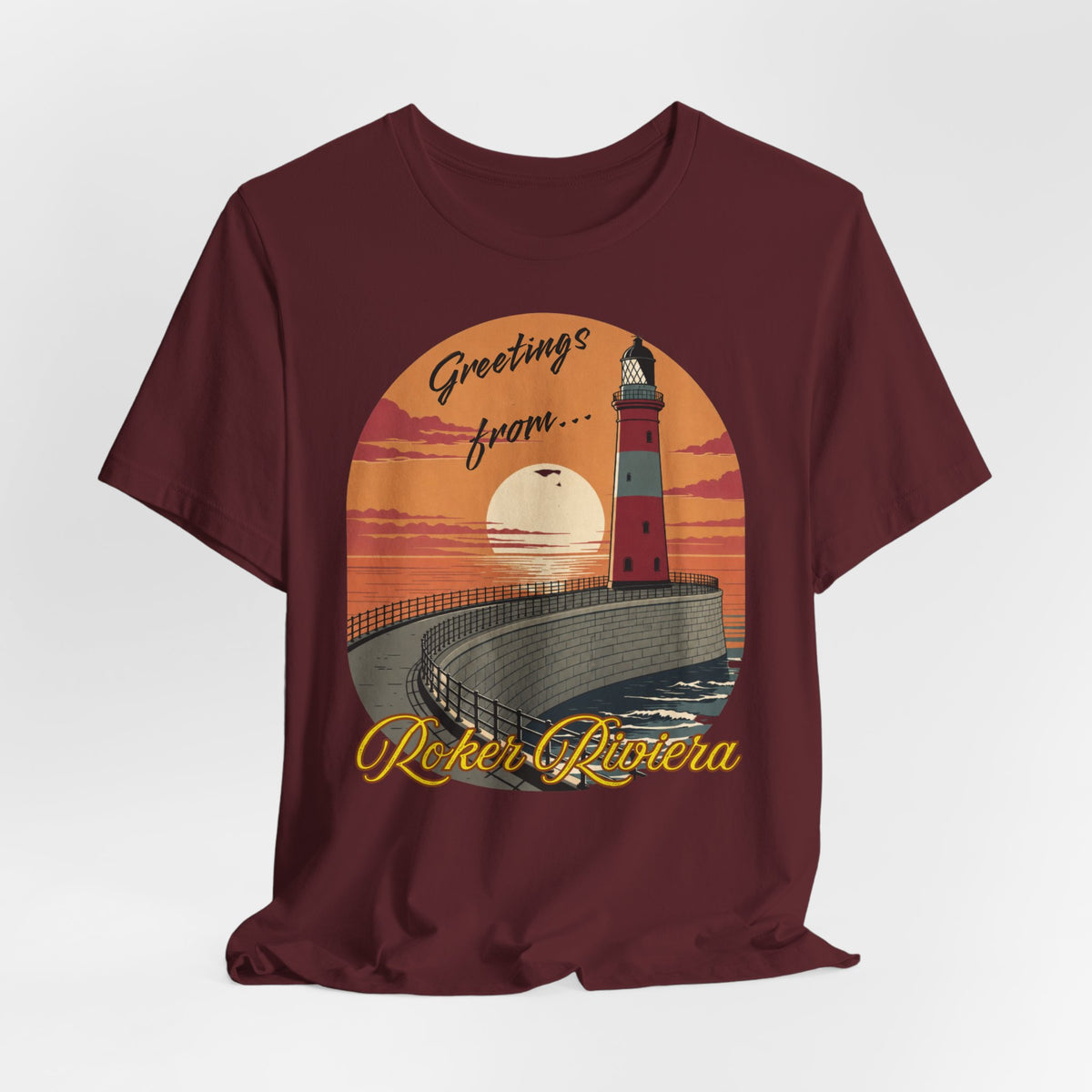 Roker Riviera Lighthouse Sunset T‑Shirt