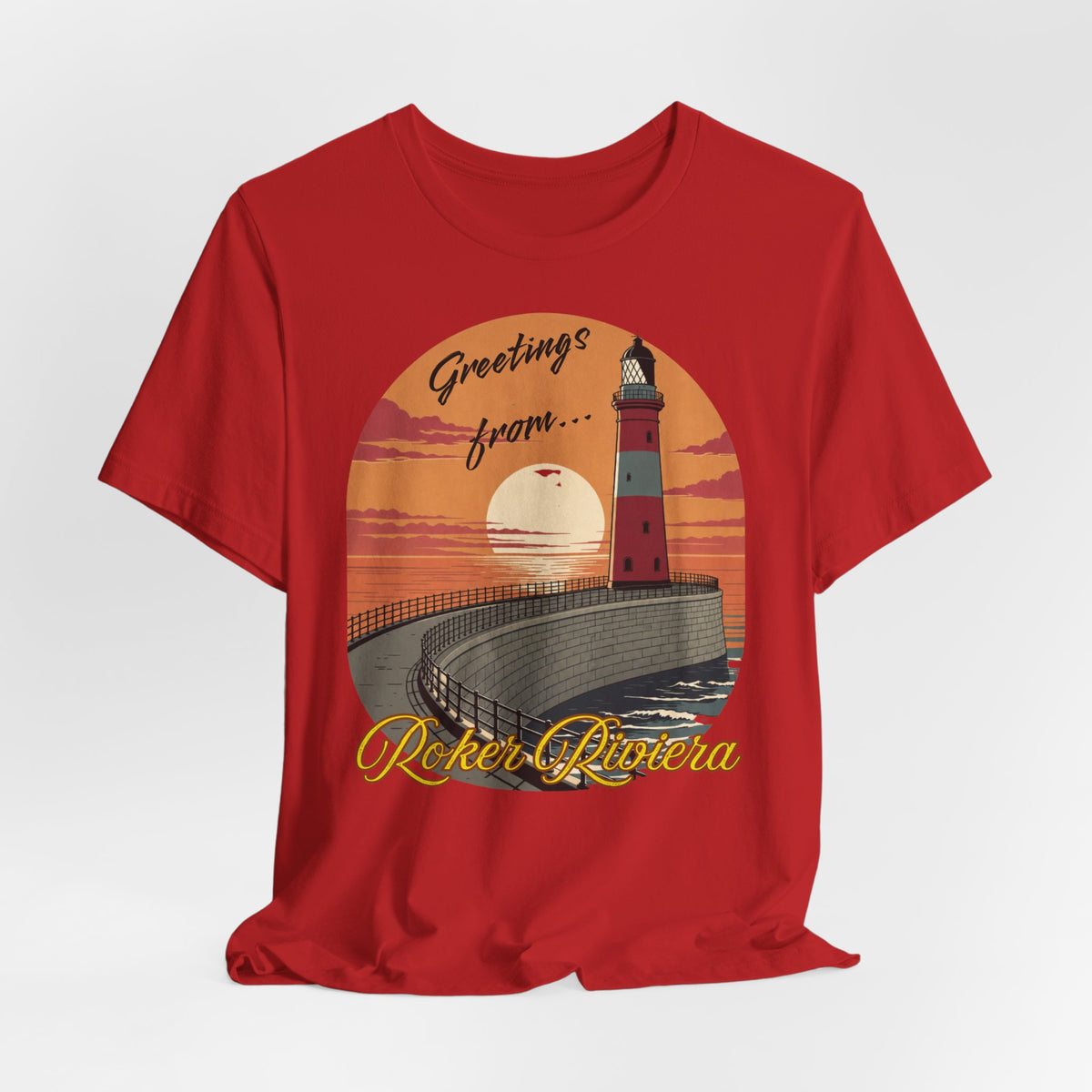 Roker Riviera Lighthouse Sunset T‑Shirt