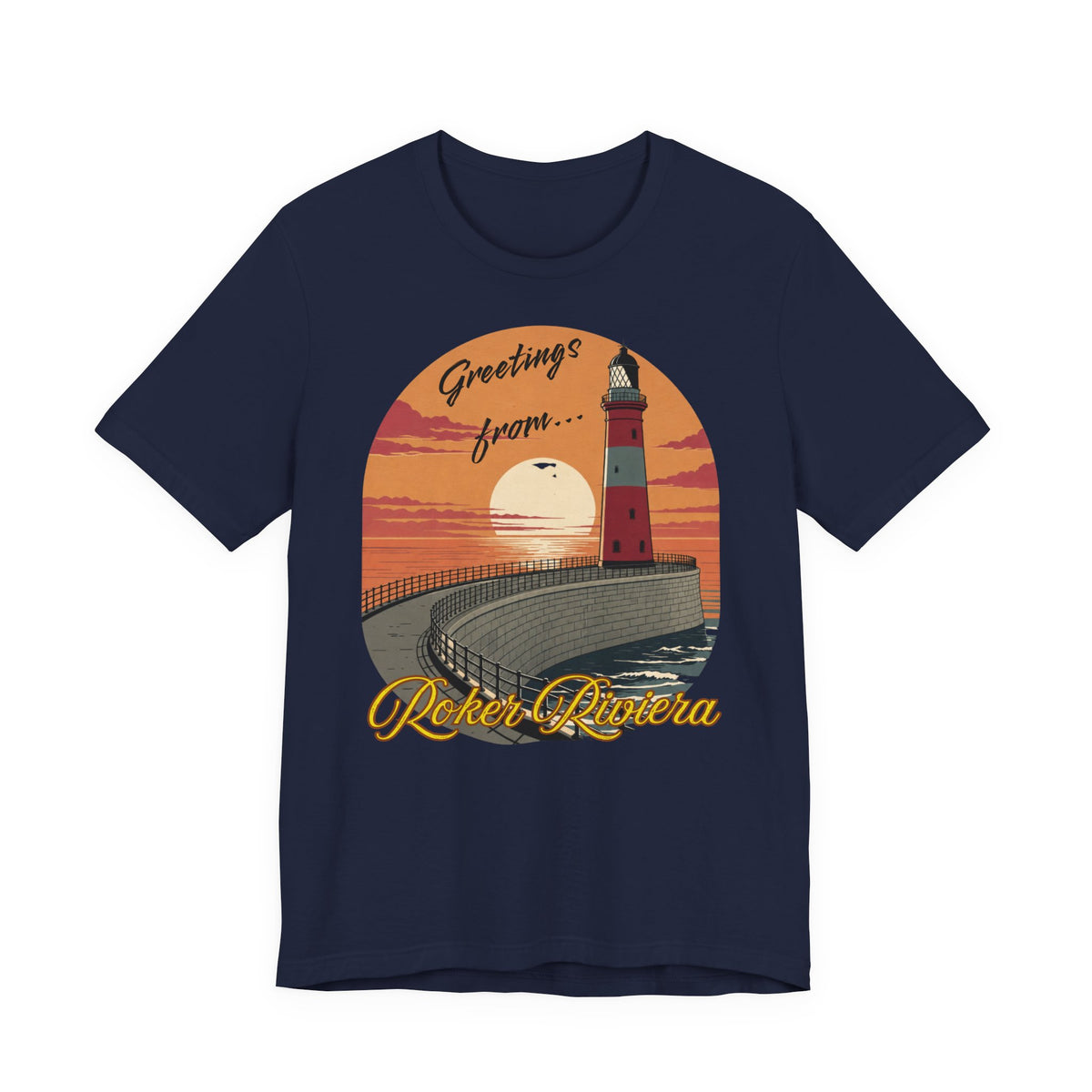 Roker Riviera Lighthouse Sunset T‑Shirt