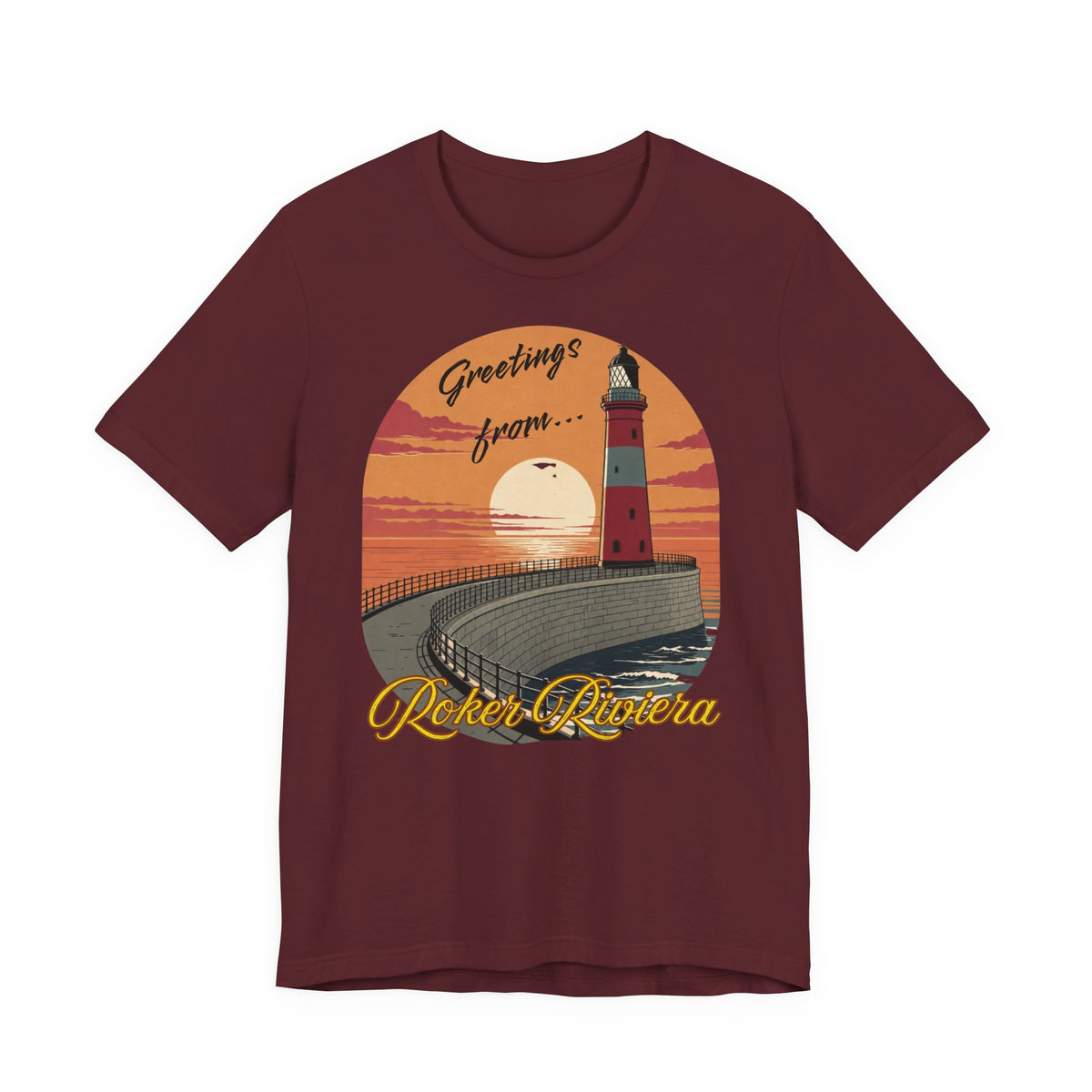 Roker Riviera Lighthouse Sunset T‑Shirt