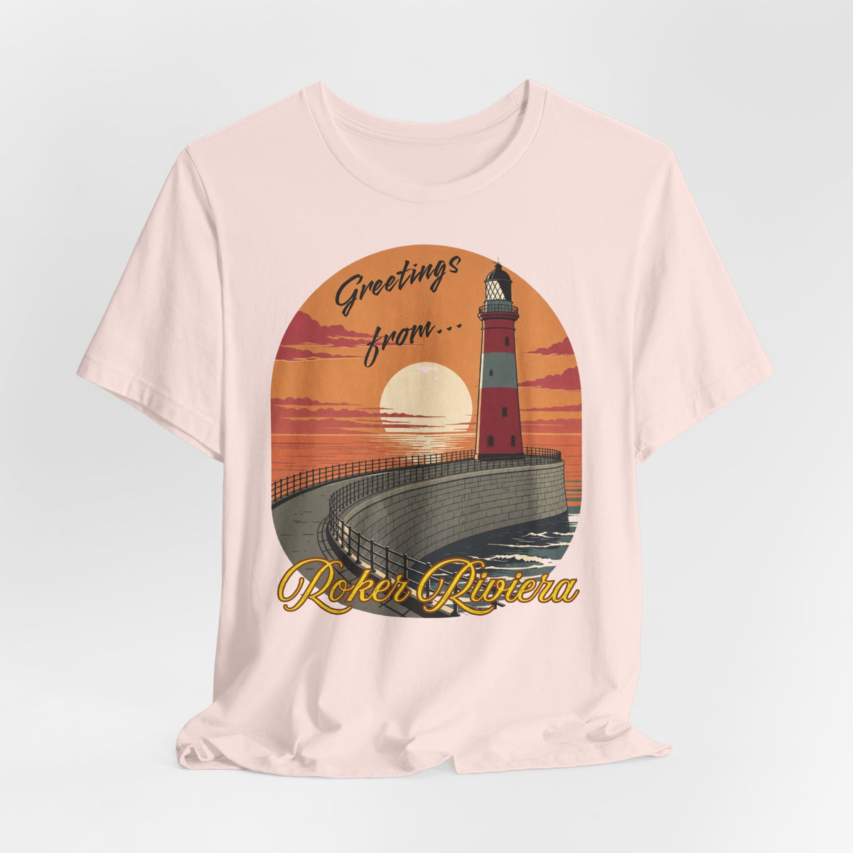 Roker Riviera Lighthouse Sunset T‑Shirt